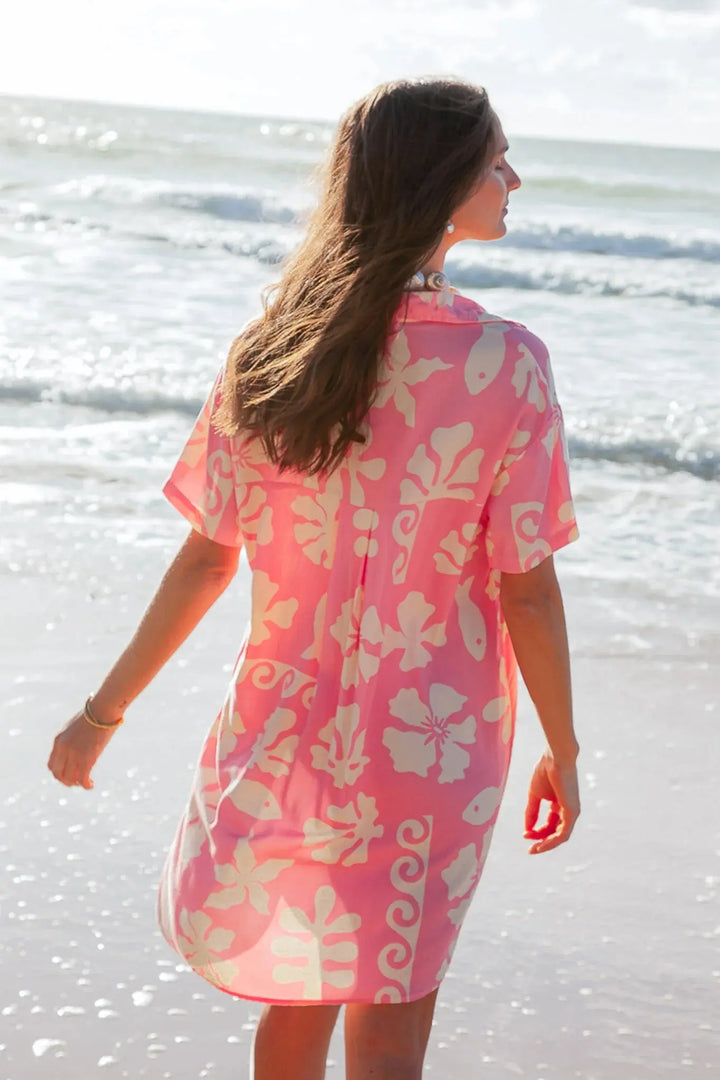 HIBISCUS PINK SHIRT DRESS BeachLife Concept