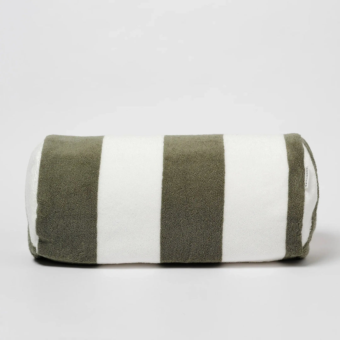 INFLATABLE BEACH PILLOW - THE VACAY OLIVE STRIPE - BeachLife Concept