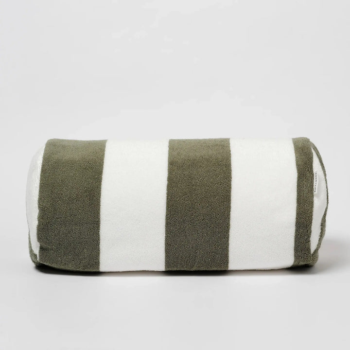 INFLATABLE BEACH PILLOW - THE VACAY OLIVE STRIPE - BeachLife Concept