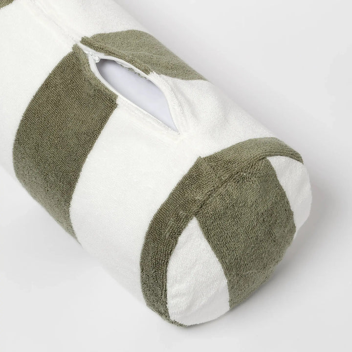 INFLATABLE BEACH PILLOW - THE VACAY OLIVE STRIPE - BeachLife Concept