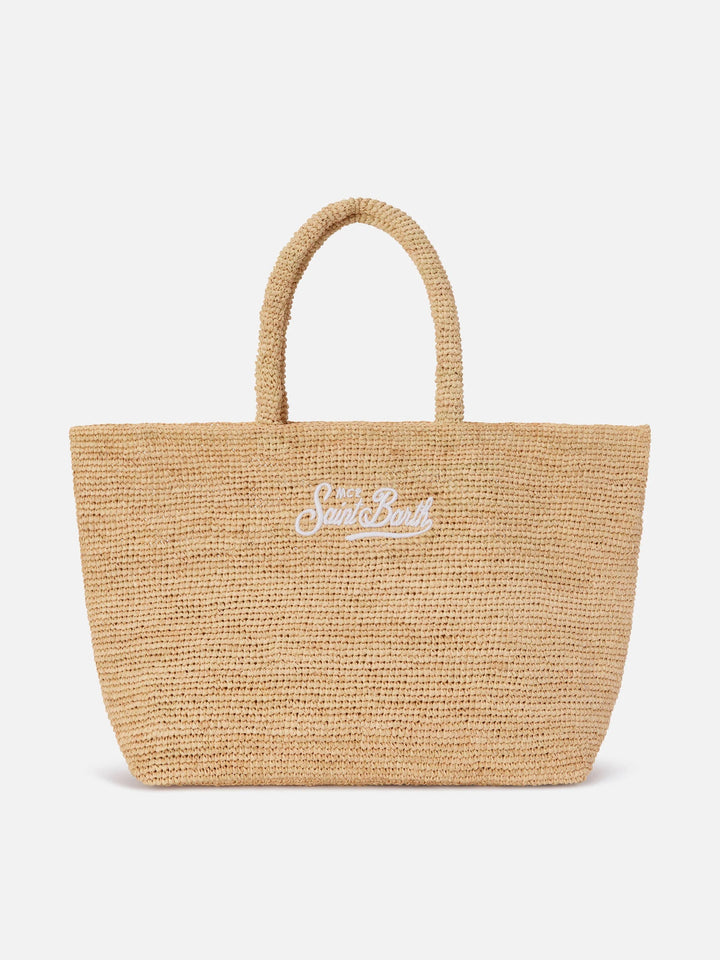 BEACH BAG RAFFIA LARGE AVEC LOGO BRODE