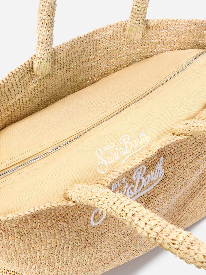 BEACH BAG RAFFIA LARGE AVEC LOGO BRODE