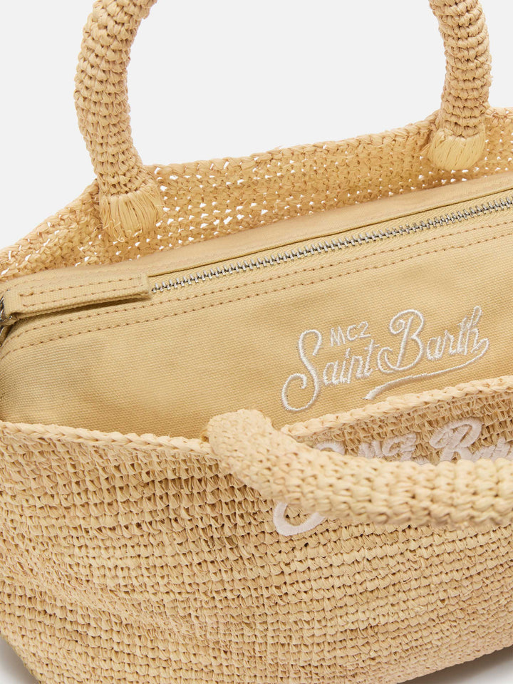 BEACH BAG RAFFIA MEDIUM AVEC LOGO BRODE