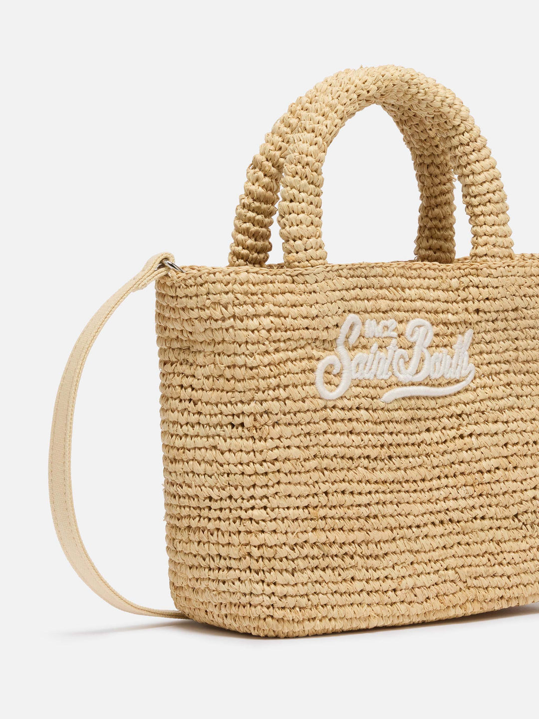 BEACH BAG RAFFIA MINI AVEC LOGO BRODE