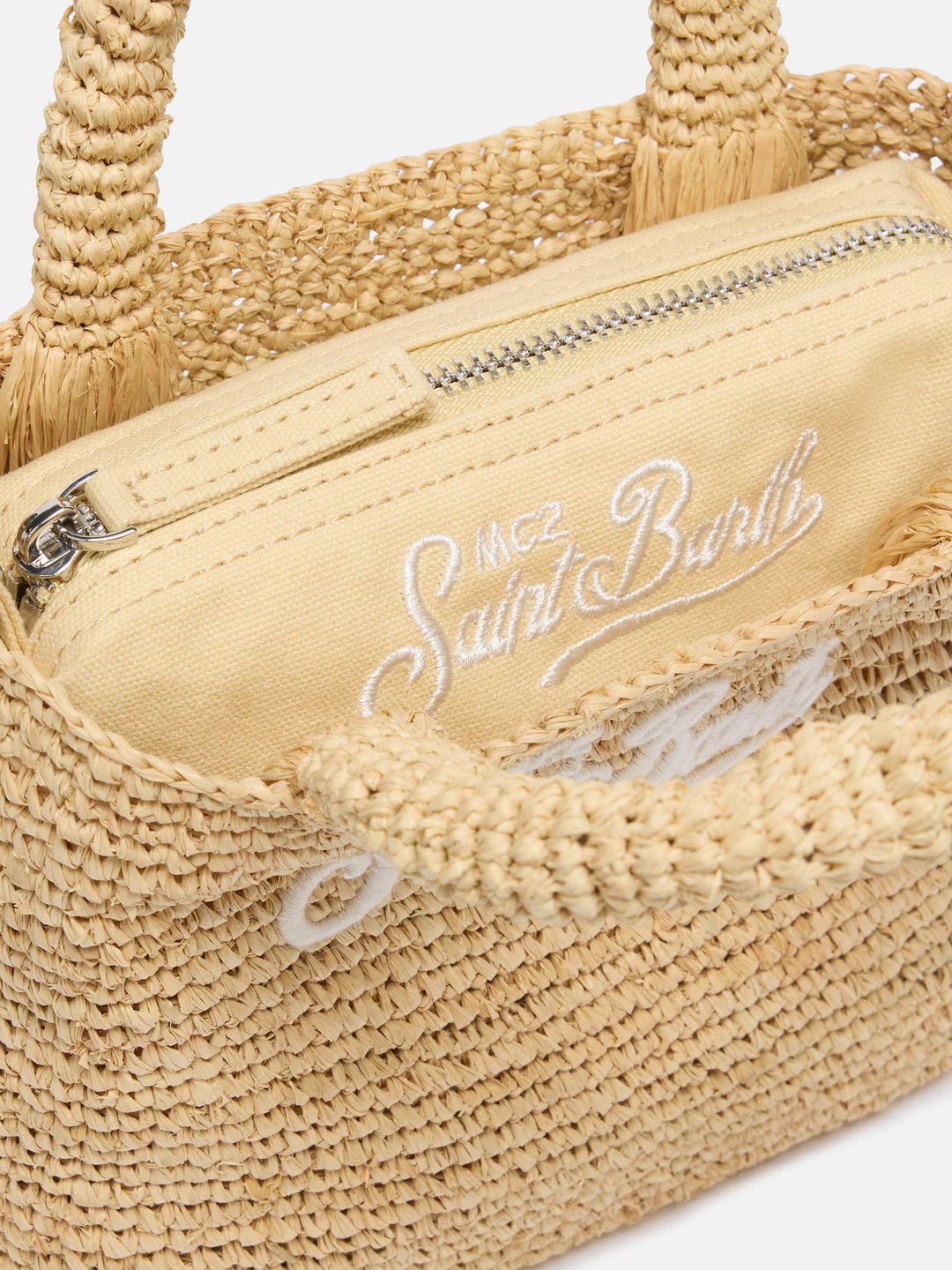 BEACH BAG RAFFIA MINI AVEC LOGO BRODE