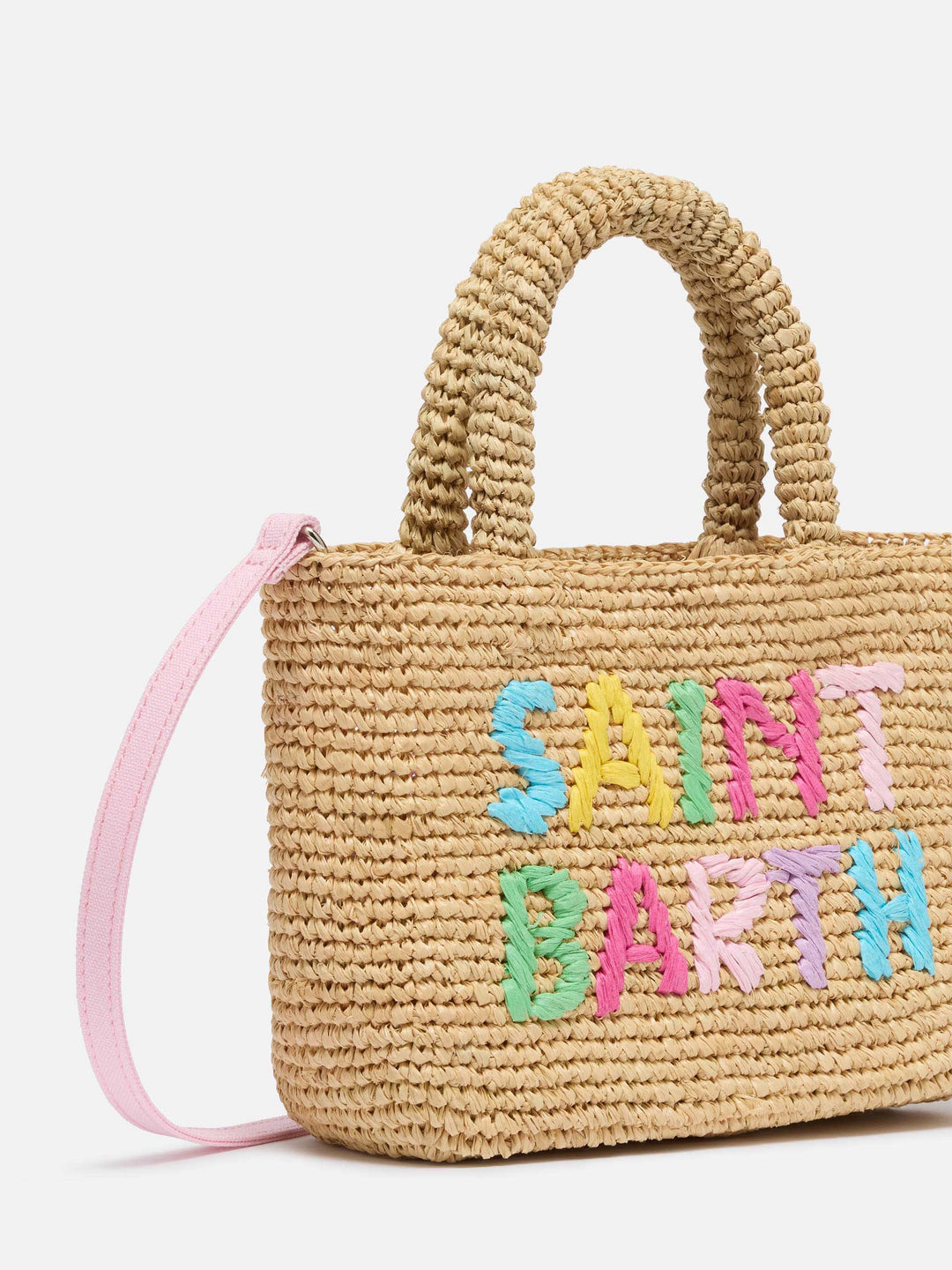 BEACH BAG RAFFIA MINI AVEC LOGO BRODE MULTICOULEUR