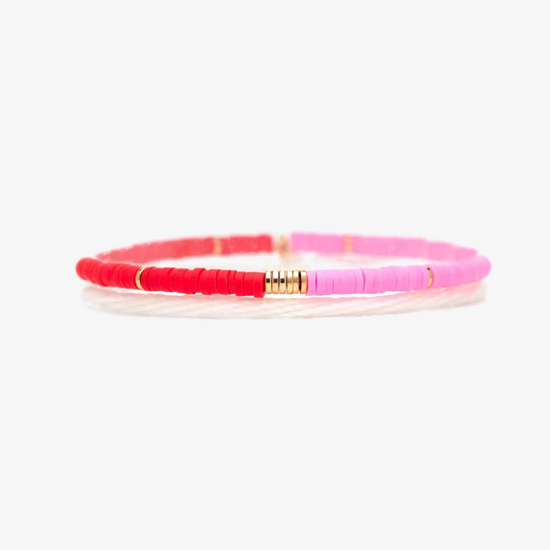 PINK & RED VINYL DISC STRETCH BRACELET PURA VIDA