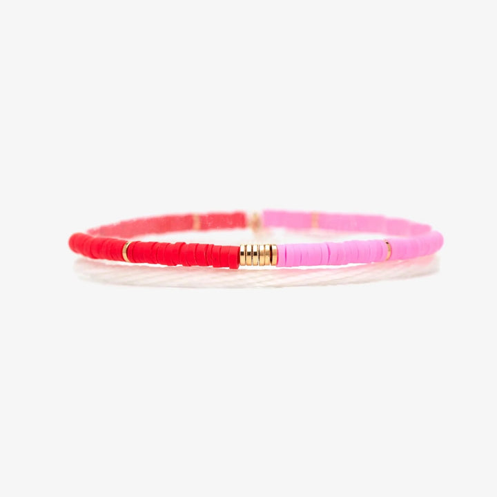 PINK & RED VINYL DISC STRETCH BRACELET PURA VIDA