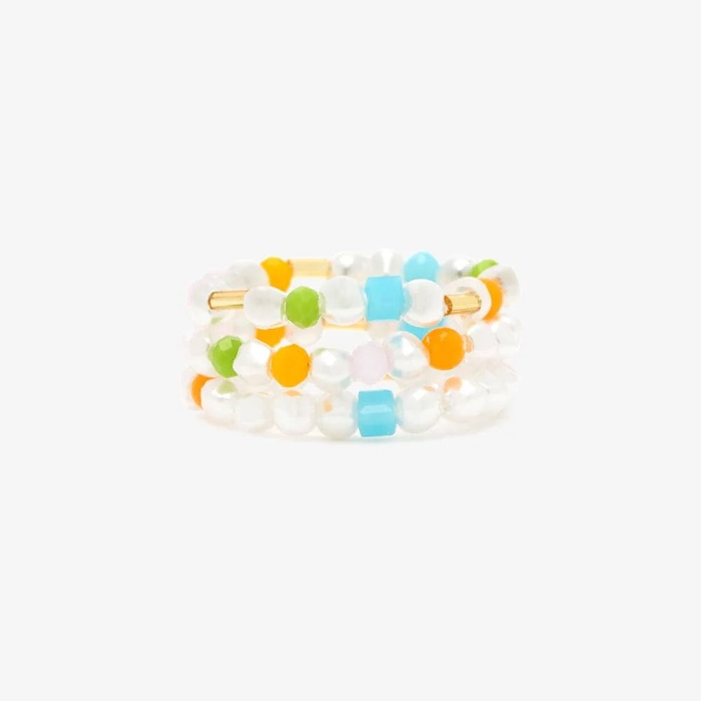 MIXED SEED BEAD GOLD RING SET OF 3 PURA VIDA