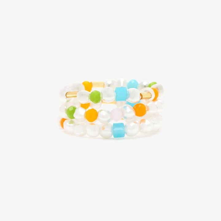 MIXED SEED BEAD GOLD RING SET OF 3 PURA VIDA