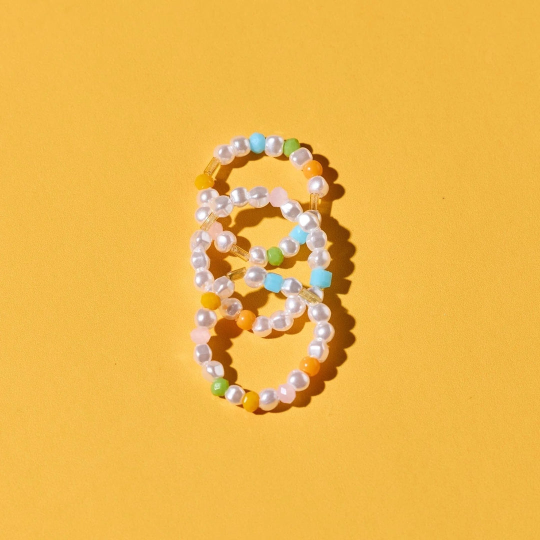 MIXED SEED BEAD GOLD RING SET OF 3 PURA VIDA