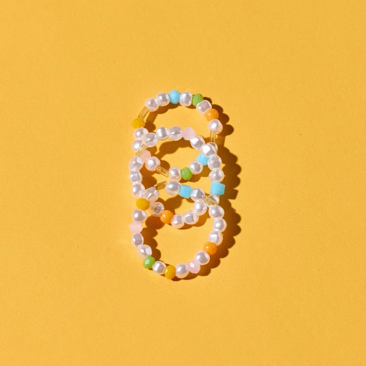 MIXED SEED BEAD GOLD RING SET OF 3 PURA VIDA