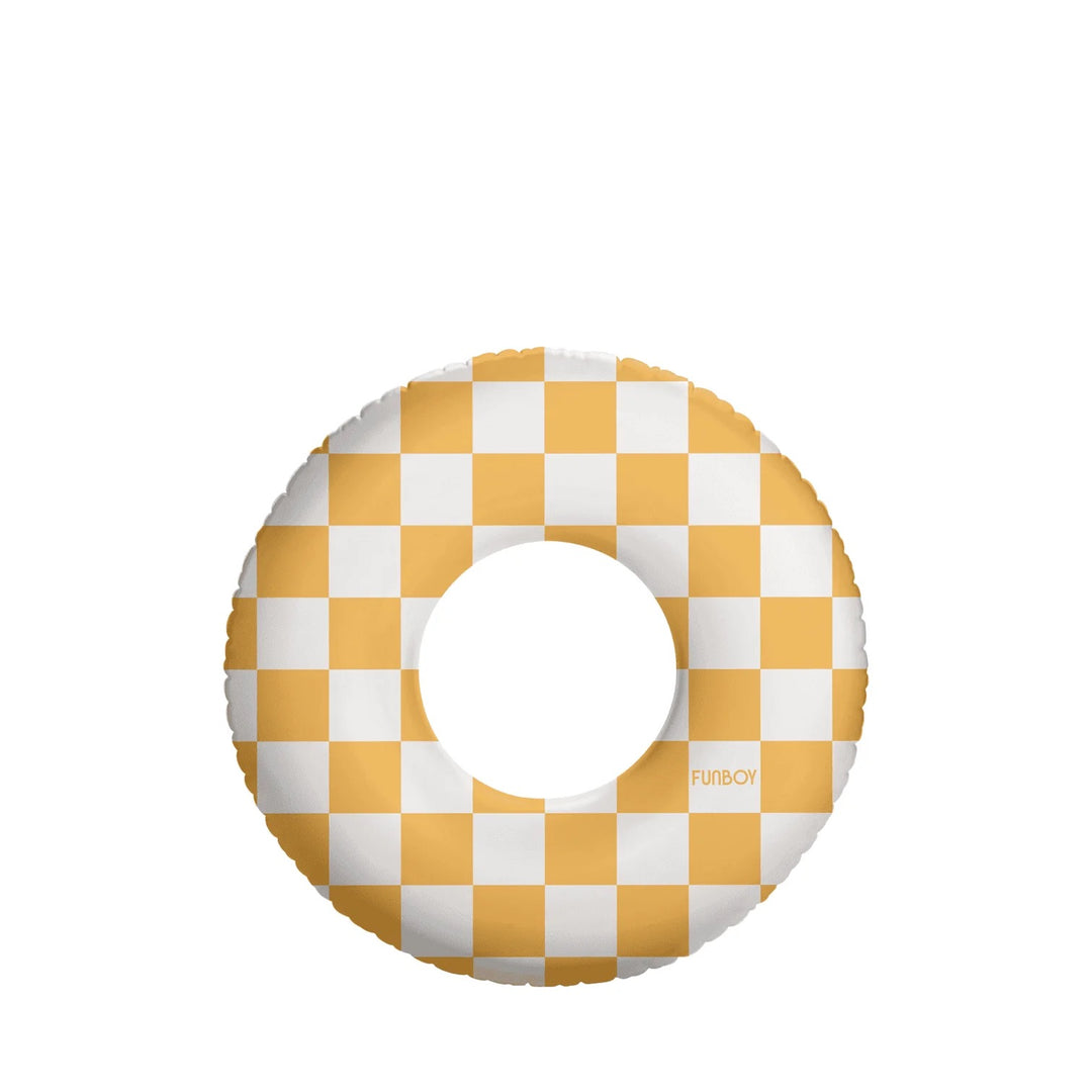 KIDS CHECKERED TUBE FLOAT YELLOW