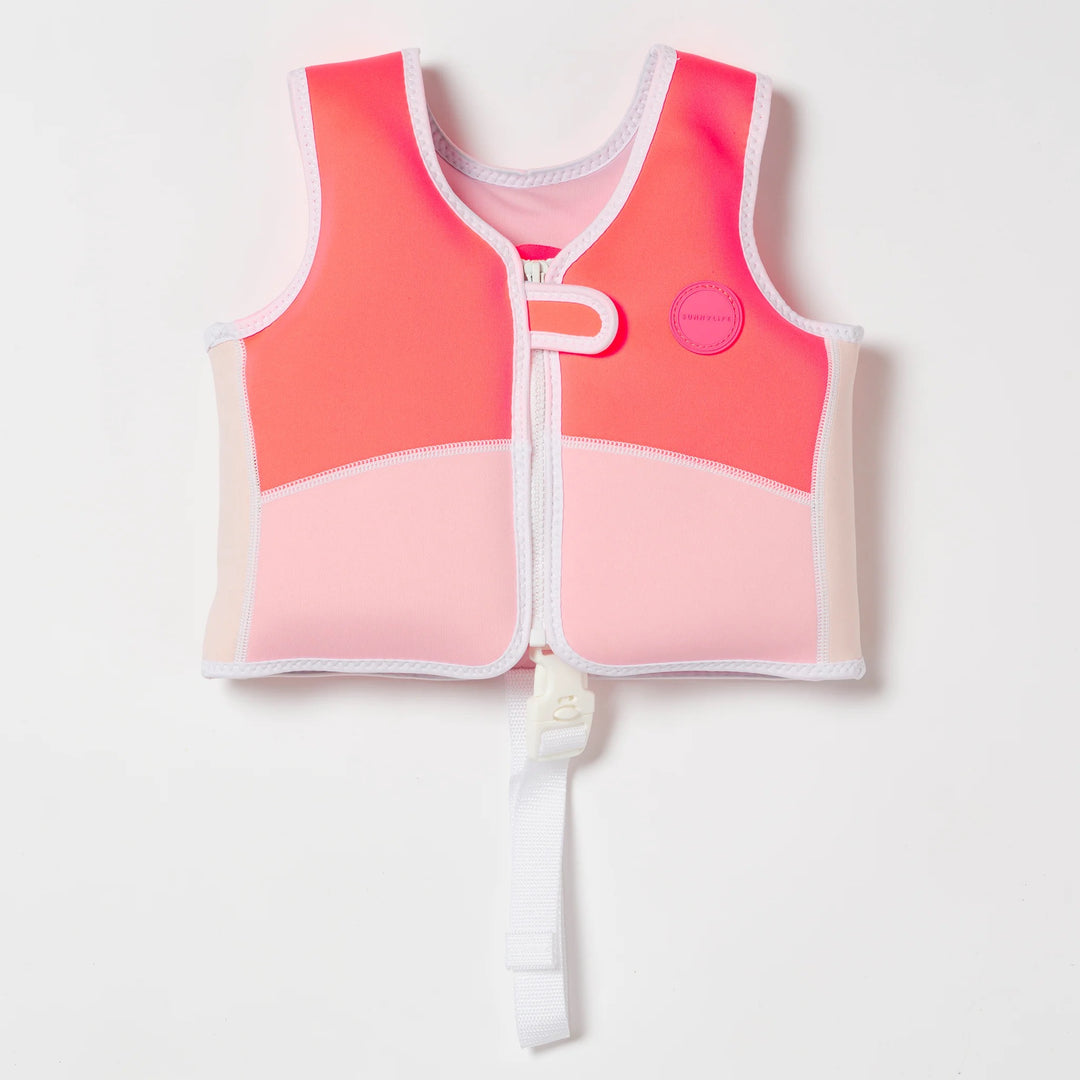 SWIM VEST 1-2 MELODY THE MERMAID NEON STRAWBERRY