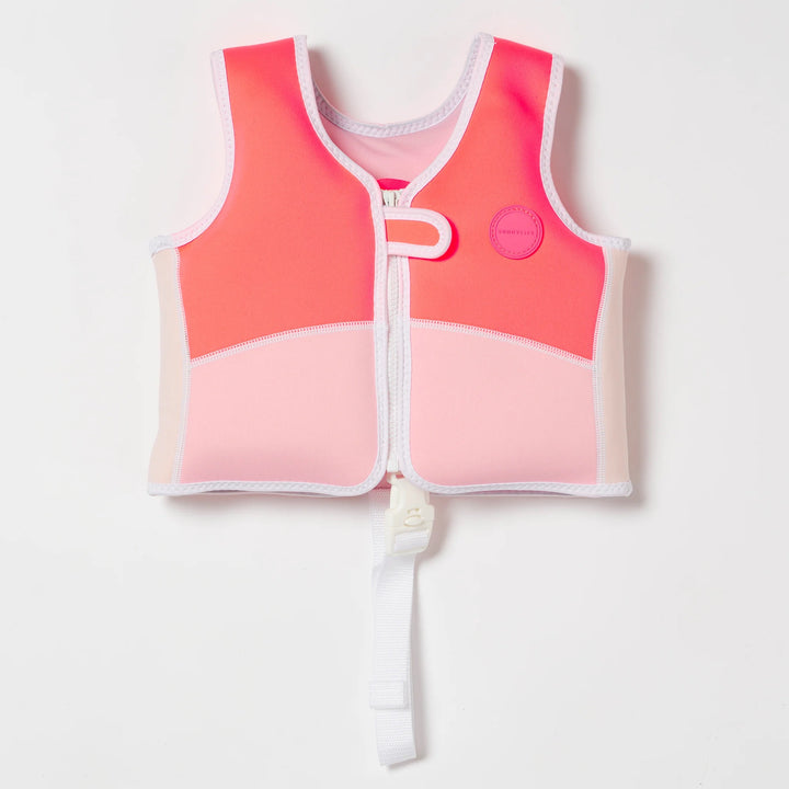 SWIM VEST 1-2 MELODY THE MERMAID NEON STRAWBERRY