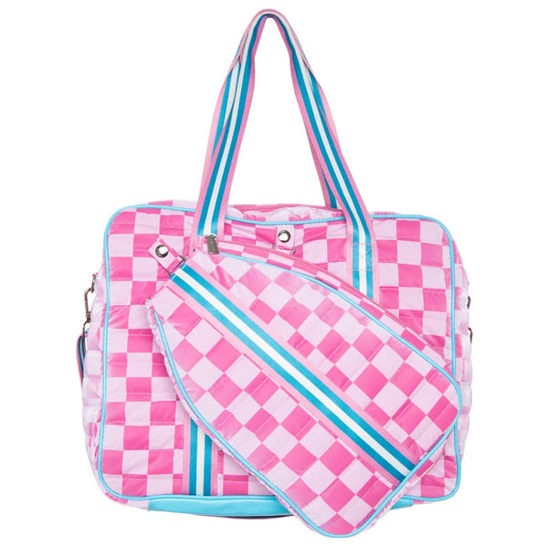 PINK CHECKERPRINT PADEL TOTE BAG