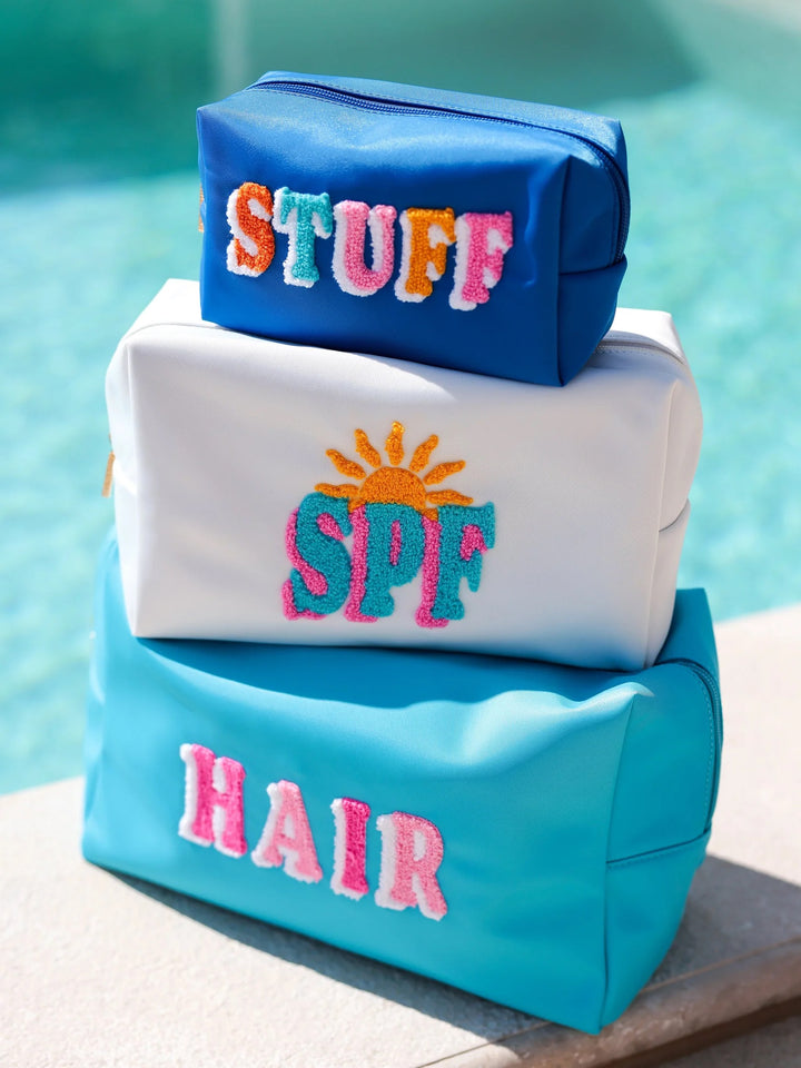 SHIRALEAH "STUFF" SMALL ZIP POUCH OCEAN
