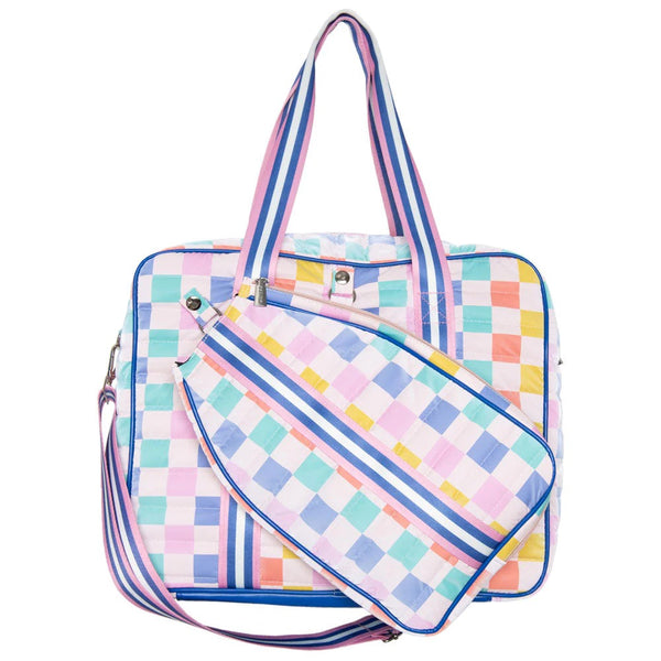 MULTICOLORED CHECKER PADEL SLING BAG