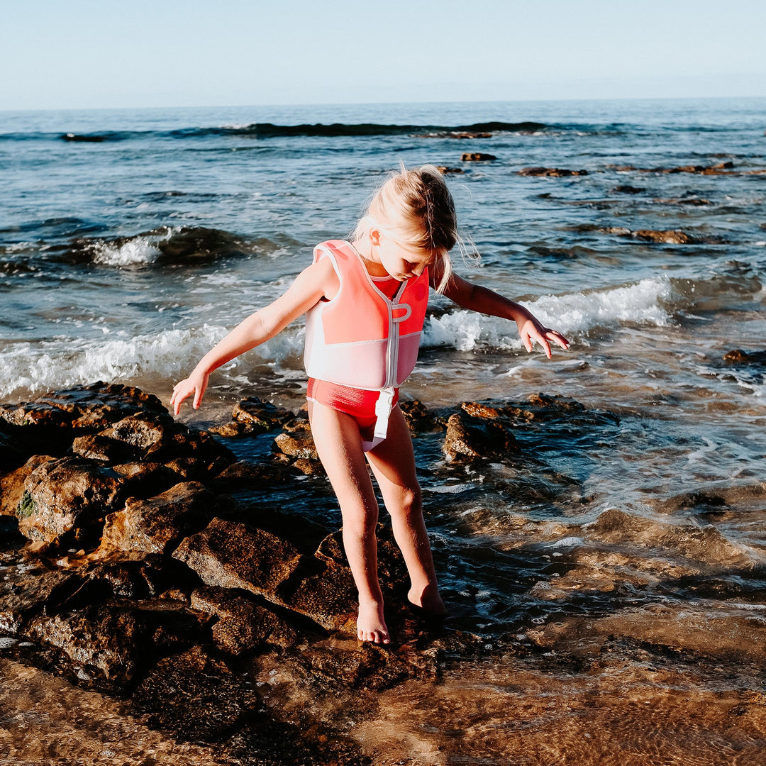 SWIM VEST 1-2 MELODY THE MERMAID NEON STRAWBERRY
