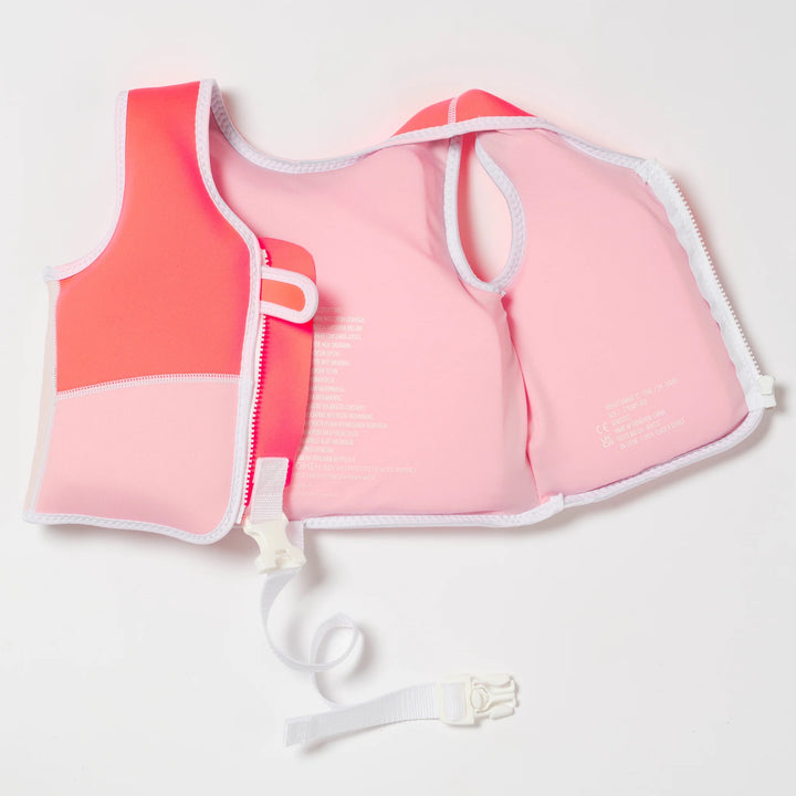 SWIM VEST 1-2 MELODY THE MERMAID NEON STRAWBERRY