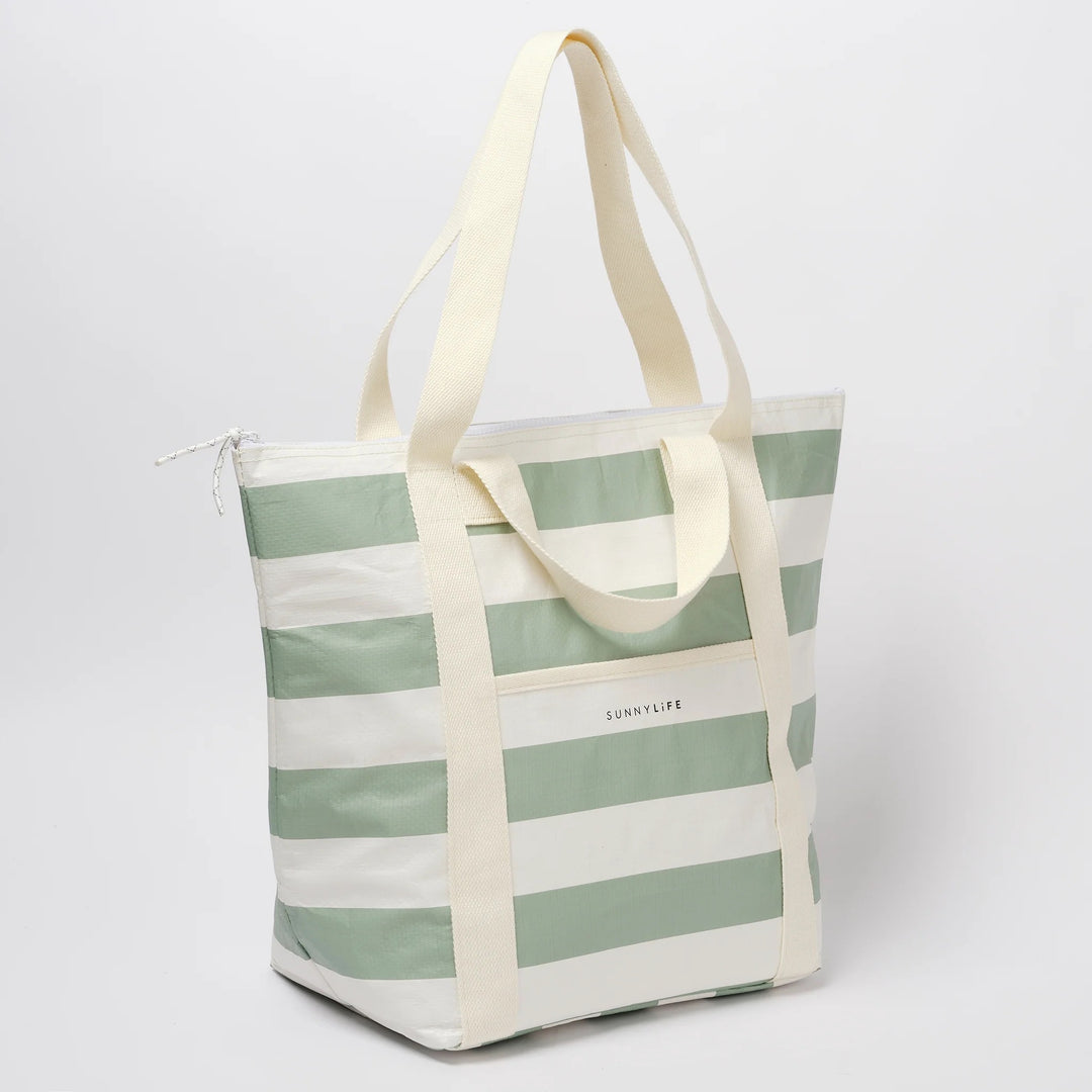 LIGHT COOLER TOTE - LA PALMA SAGE STRIPE