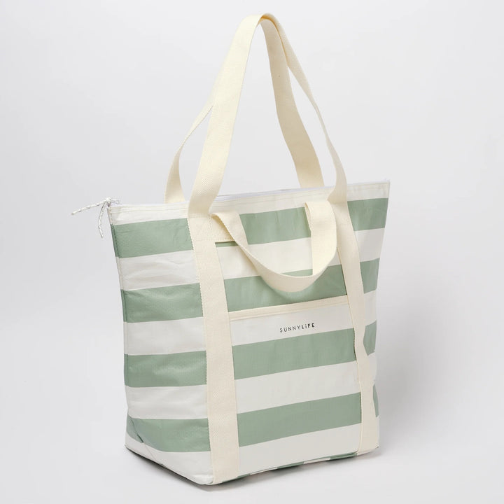 LIGHT COOLER TOTE - LA PALMA SAGE STRIPE