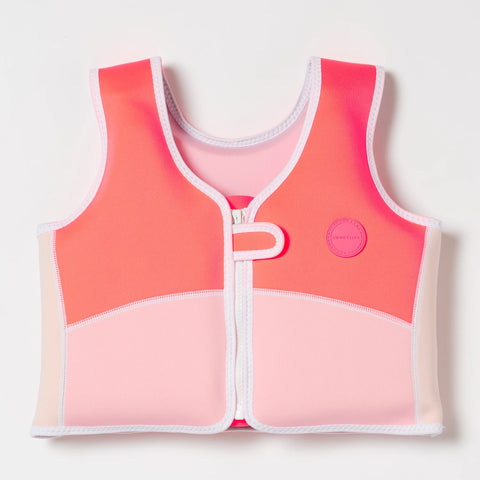 MELODY THE MERMAID SWIM VEST 3-6 NEON STRAWBERRY