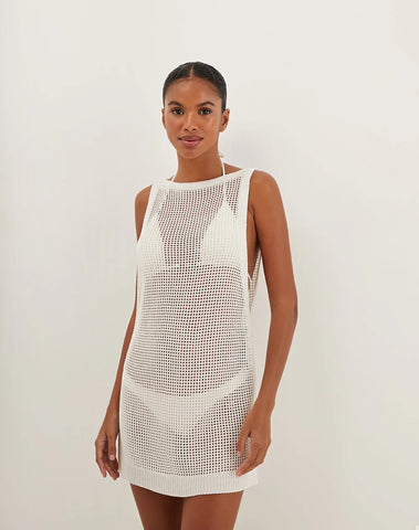 KNIT ERIKA SHORT COVER UP OFF WHITE