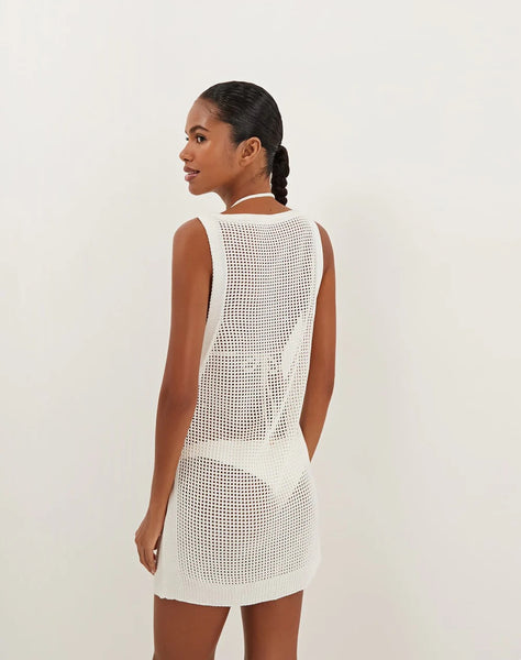 KNIT ERIKA SHORT COVER UP OFF WHITE