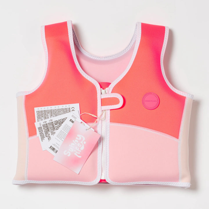 SWIM VEST 3-6 MELODY THE MERMAID NEON STRAWBERRY