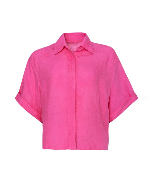 HOT PINK LINEN TOP