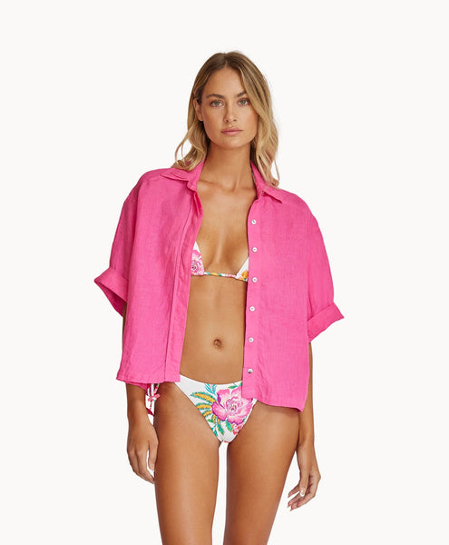 HOT PINK LINEN TOP