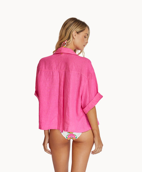 HOT PINK LINEN TOP