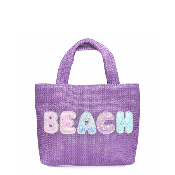 BEACH PURPLE STRAW MINI TOTE BAG