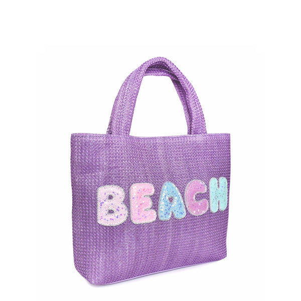 BEACH PURPLE STRAW MINI TOTE BAG