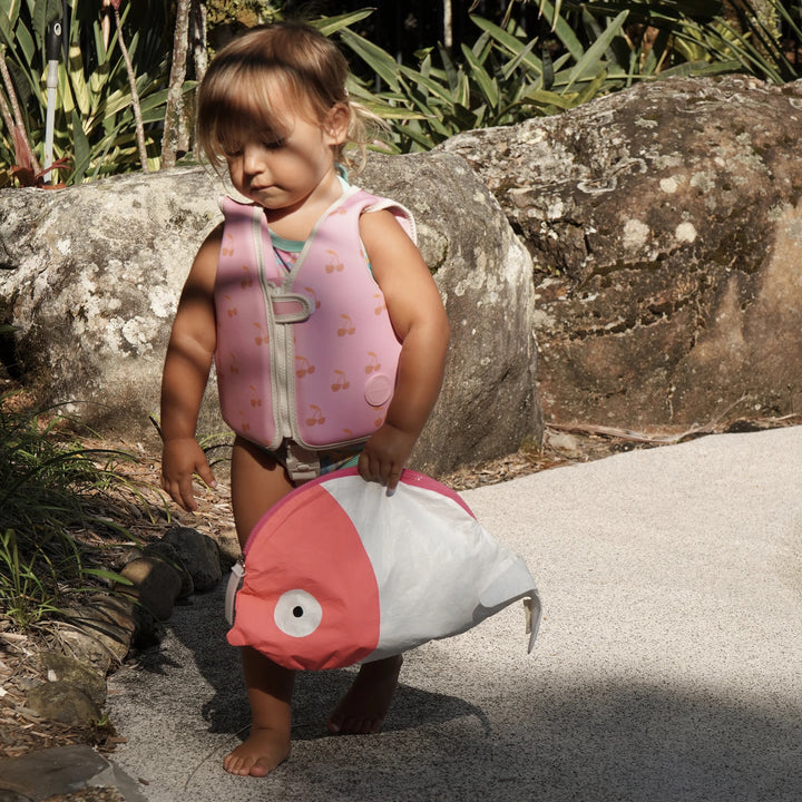 KIDS WET BAG MELODY THE MERMAID NEON PINK
