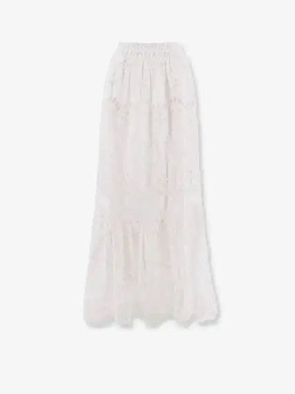 JENNY LONG SKIRT COTTON SANGALLO WHITE MC2 SAINT BARTH