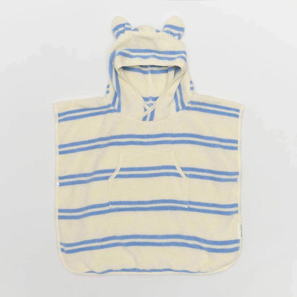 KIDS CHARACTER HOODED TOWEL SAMMY THE SEAGULL BLUE STRIPE - BeachLife Concept