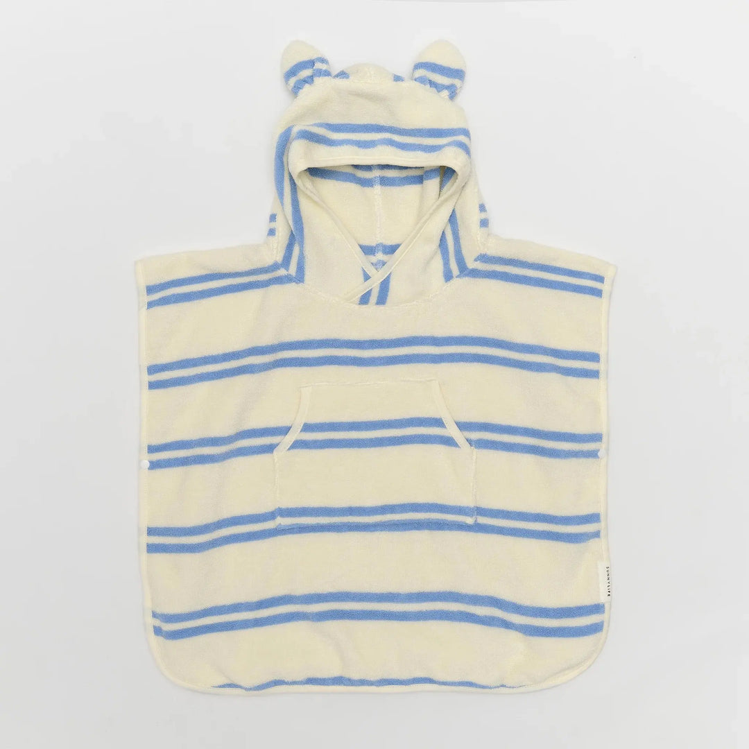 KIDS CHARACTER HOODED TOWEL SAMMY THE SEAGULL BLUE STRIPE - BeachLife Concept
