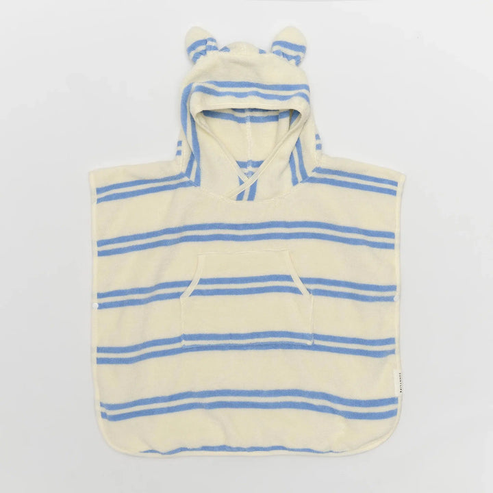 KIDS CHARACTER HOODED TOWEL SAMMY THE SEAGULL BLUE STRIPE - BeachLife Concept