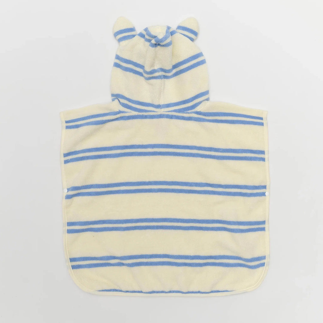 KIDS CHARACTER HOODED TOWEL SAMMY THE SEAGULL BLUE STRIPE - BeachLife Concept