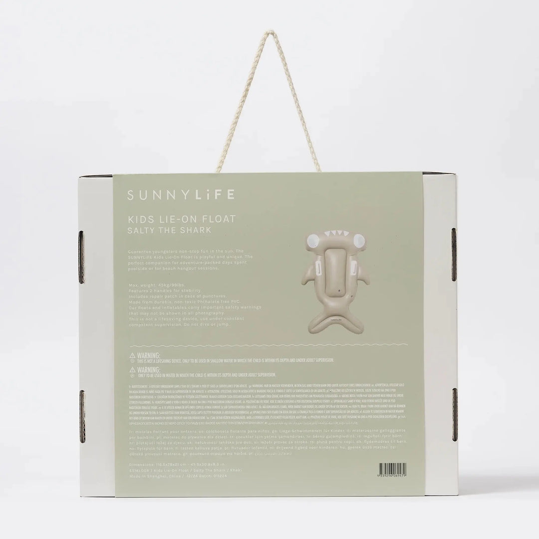 KIDS LIE-ON FLOAT SALTY THE SHARK KHAKI - BeachLife Concept