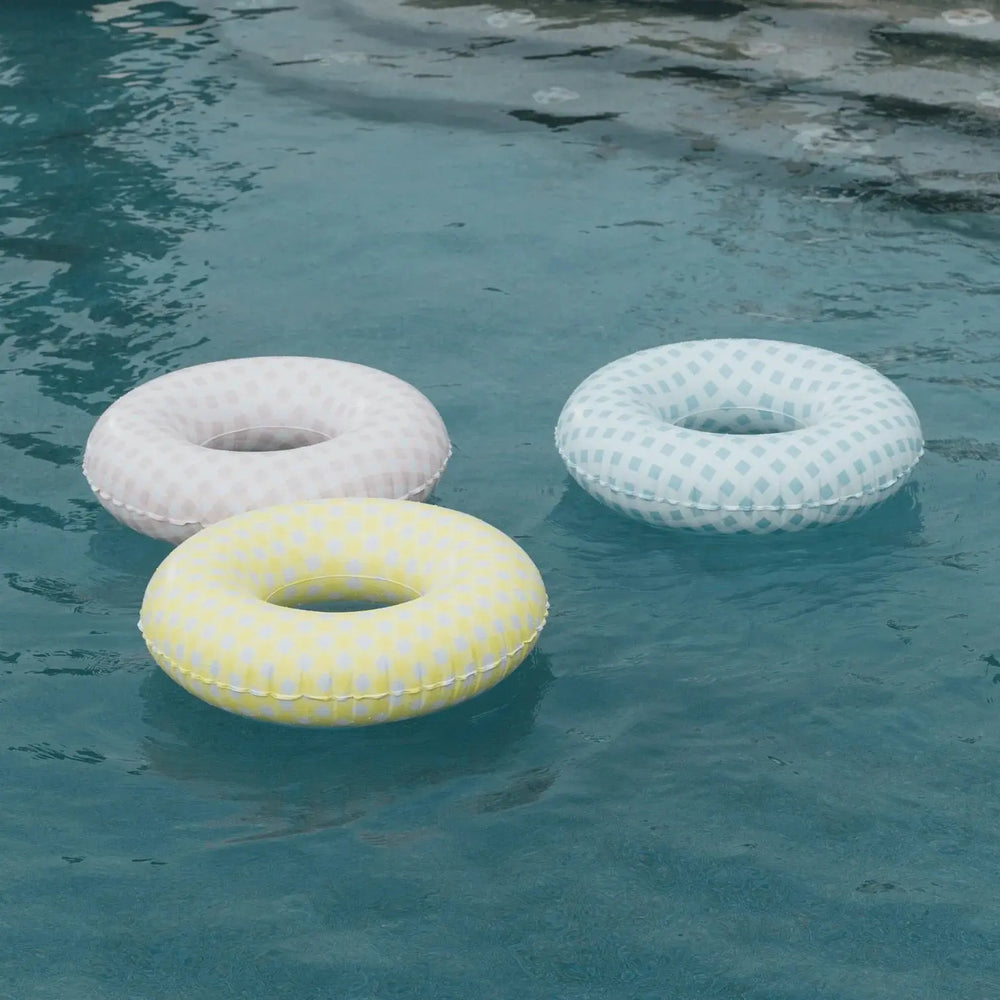 KIDS TUBE FLOAT YELLOW GINGHAM - BeachLife Concept