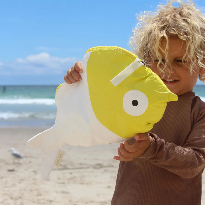 KIDS WET BAG FINN THE FISH NEON YELLOW - BeachLife Concept