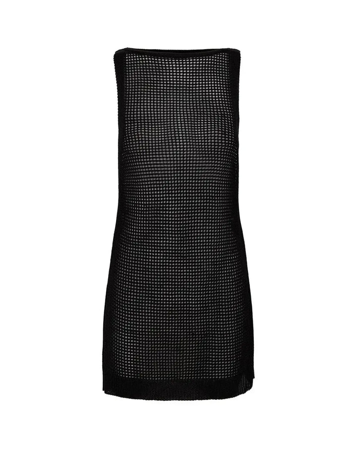 KNIT ERIKA SHORT COVER UP BLACK - BeachLife Concept