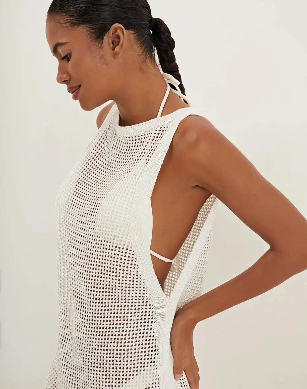 KNIT ERIKA SHORT COVER UP OFF WHITE - BeachLife Concept