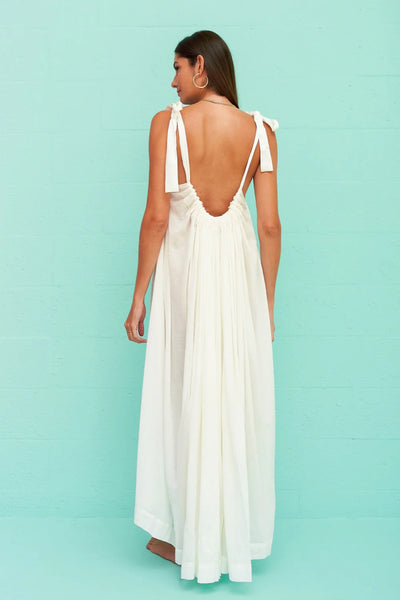 LOW BACK SATIN STRAP MAXI