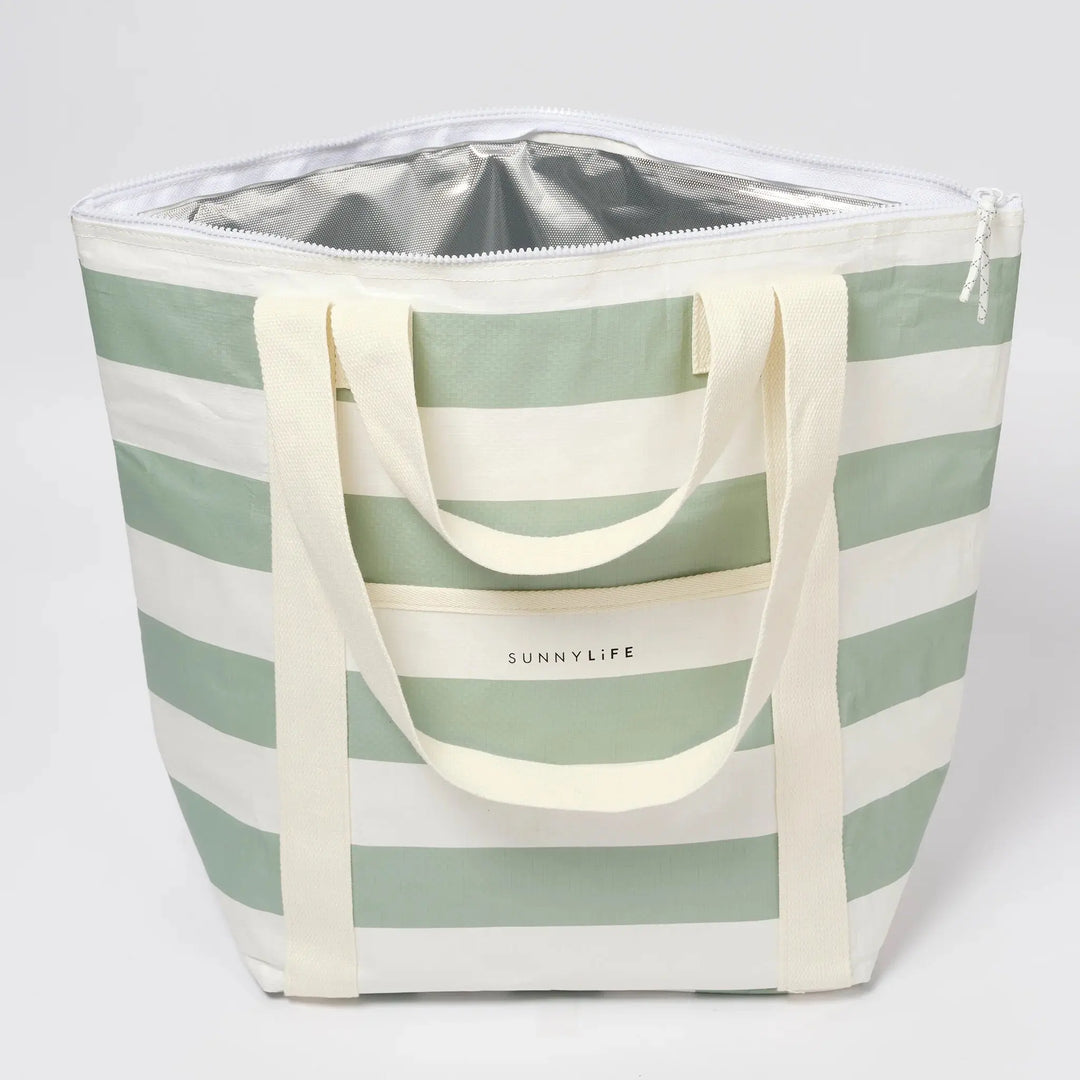 LIGHT COOLER TOTE - LA PALMA SAGE STRIPE - BeachLife Concept
