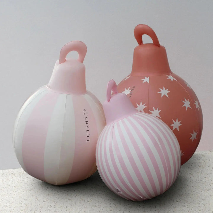 LIGHT UP CHRISTMAS BAUBLES CLAY PINK SET OF 3 SUNNYLIFE