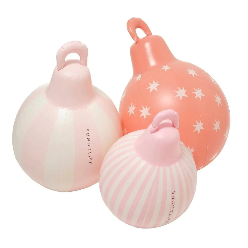 LIGHT UP CHRISTMAS BAUBLES CLAY PINK SET OF 3 SUNNYLIFE